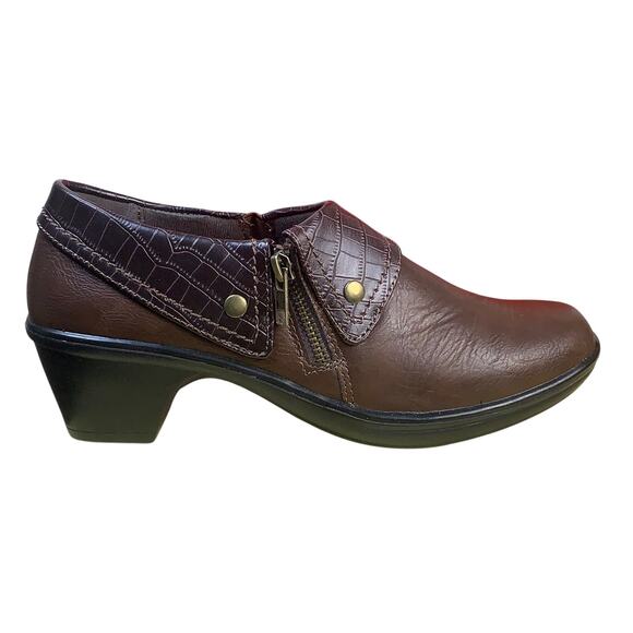 Easy Street Brown Faux Leather Croc Embossed Clogs Comfort Slip-On Size 9 NWOT - Picture 1 of 9